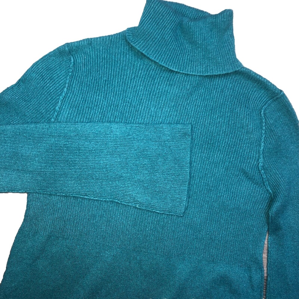 Soft Surroundings Turtleneck Women's PS Green Sweater Silk Cashmere‎ Bell Sleeve